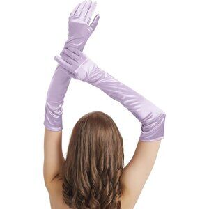 Women's Light Purple Imported Satin Elbow Length Halloween Cosplay Opera Gloves